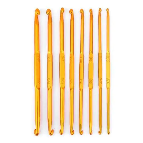 Produktbild: 8 Stück Häkeln Doppelhaken Double Extremite Golden Aluminiumoxid Haken Doppelzehenhaken Double End Häkelnadel Stricknadelset