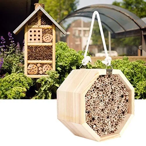 Produktbild: Pssopp Insektenhaus aus Holz, Insekten- und Bienenhotel aus Holz, Gartenunterstand, Nisthabitat, Wildbienenhaus, Insektenheim, Insektenhotel für Marienkäfer, Schmetterlinge