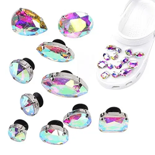 Produktbild: Pssopp Loch Schuhe Zubehör Schuh Charms Schmuck Kristall Dekorative Schuh Schnallen Modeaccessoires(AB-Farbdiamanten (10 zufällige Formen))