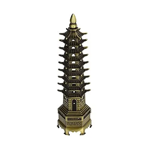 Produktbild: Pssopp Metall Turm Statue 25cm Bronze Chinesischen Stil Pagode Miniatur Ornamente für Home Office Auto Dekoration