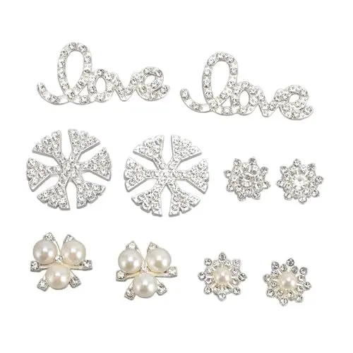 Produktbild: Pssopp Perlen-Charms, 10 Stück, Perlenverzierungen, Kunstperlen-Blumenverzierungen, Perlenknöpfe mit Flacher Rückseite für DIY-Schmuckherstellung, Kleidung und Hochzeitshandwerk