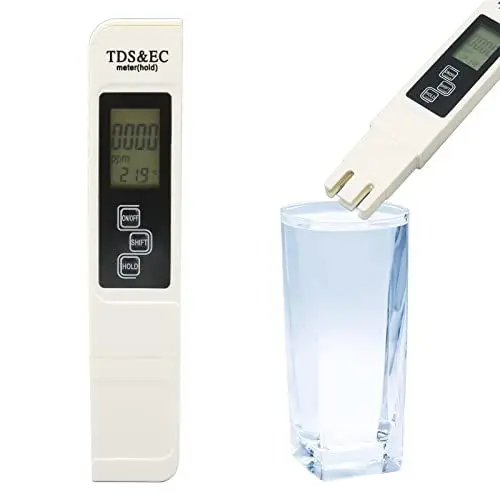 Produktbild: Pssopp Wassertester 3 Tasten 3 in 1 Digital LCD TDS EC Wasserqualitätsmessgerät Tester Weiße Horizontale Anzeige Hintergrundbeleuchtungsfunktion Tragbares EC Thermometer