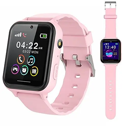 Produktbild: PTHTECHUS Smartwatch Kinder Telefon, Smart Watch Uhr für Jungen Mädchen mit Anruf SOS Spiele Musik Kamera Wecker Taschenlampe, Kinderuhr Telefonieren für Kids 4-12 Jahre Geschenke (Rosa)