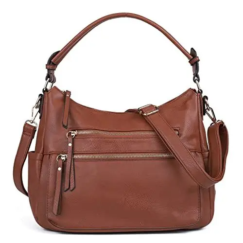 Produktbild: PTKRFMY Damen Handtaschen Leder Schultertaschen Retro Braun Umhängetaschen