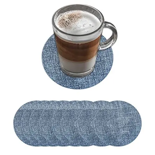 Produktbild: PU Leder Untersetzer 8er Set, hitzebeständige Getränk Untersetzer, Kaffee Getränk für Zuhause, Büro, Küche, Bar, Schützen Tisch vor Flecken, Wasserringen und Schäden