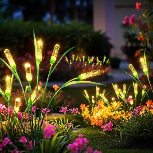 Produktbild: PUAIDA Solarlampen für Außen Garten, 4 Pack Solarleuchten für Außen mit 24 Glühbirnen, Extrem Helle Solar Weihnachtsbeleuchtung, IP65 Wassserdicht Solar Garten Deko für Weihnachten Outdoor