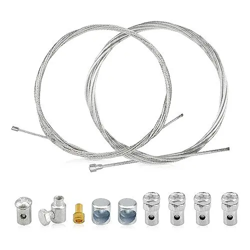 Produktbild: PUCIO 2 Stück 2M Universal Reparaturset Gaszug Schaltzug Kupplungszug Fahrrad Roller Mofa Moped mit 9x Nippel Motorrad Universal Seilzug für Mofa Moped, Fahrrad, Roller