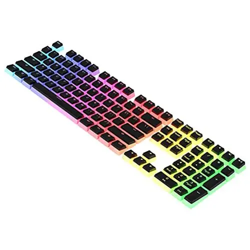Produktbild: Pudding PBT-Tastenkappen, 108 Double Shot Transluzent ANSI US, OEM-Profil für Gaming Tastatur, Cherry Gateron Kailh MX Schalter Mechanische Tastatur, Schwarzer