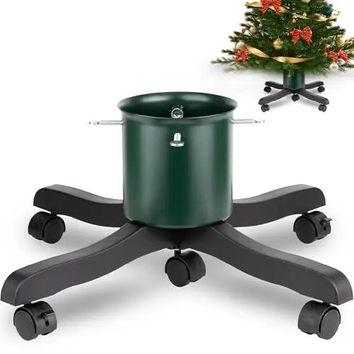 Produktbild: PUDO Christbaumständer Weihnachtsbaumständer Tannenbaumständer mit Wassertank: Baumständer Weihnachten mit Wasserbehälter Christmas Tree Stand mit Rollen für Bäume bis 2m Stamm 3-12cm Goodjob Grün