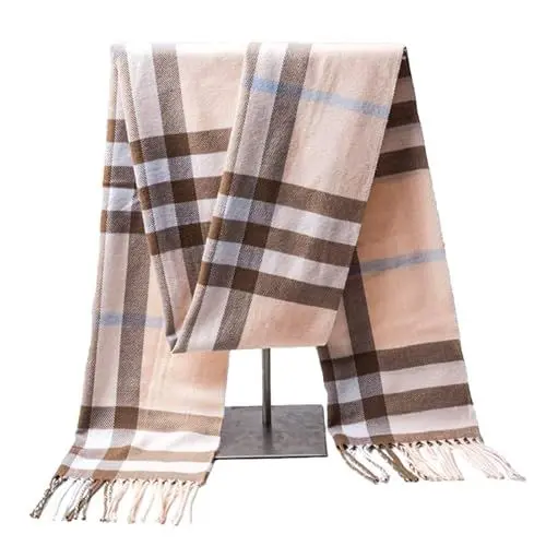 Produktbild: PUERHUACI Schal Kariert,Schal Damen Winter 30 x 190cm,Schal Winter,Warmes Weiche Mode Winter Schals,Fransenschal Kariert (Rosa)