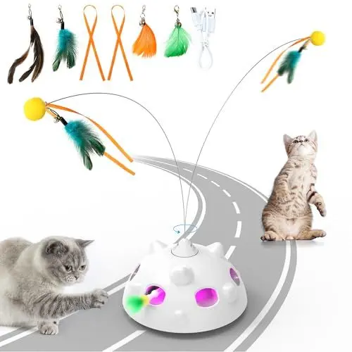 Produktbild: Intelligenzspielzeug für Katzen, 3 in 1Katzenspielzeug Selbstbeschäftigung, Fliegende Schmetterlinge Katzenspielzeug Elektrisch, Bewegliches Katzenspielzeug Federn, DIY Spielzeug & USB Aufladbar