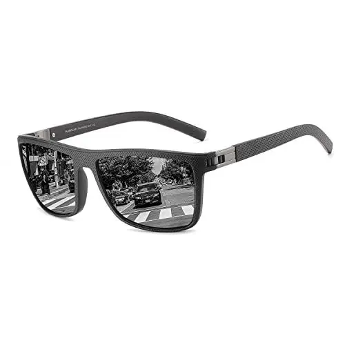 Produktbild: PUKCLAR Polarisierte Sonnenbrille Herren TR90 Rahmen Leichte UV400 Schutz Quadrat Sonnenbrille
