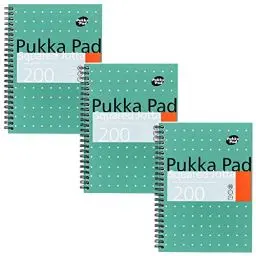 Produktbild: Pukka Pad, karierter Notizbuch im A5-Format, 3er-Pack – 21 x 14,9 cm – Spiralbindung mit 5 mm dicken Kariert auf 80 g/m² weißem Papier mit perforierten Kanten zum einfachen Entfernen – 200 Seiten