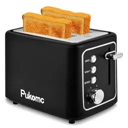 Produktbild: Pukomc toaster,2 scheiben Retro extra breite Toastschlitze 3,3 cm Schlitzen Extra Wide Slot Toaster mit herausnehmbarer Krümelschale,6 Bräunungsstufen,3 Hauptfunktionen, schwar
