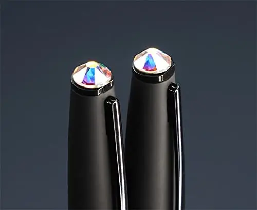 Produktbild: pul pularys PERSONA Schreib-Set, 2-teilig, 1 Kugelschreiber und 1 Tintenroller im Etui, Metallgehäuse in Mattoptik mit einem Edelstein, mit Metallclips, austauschbare Mine in blau