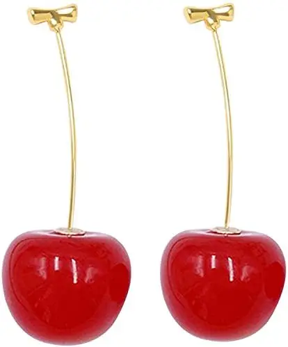 Produktbild: PULABO 1 Paar Frauen Süßkirsche Obst Anhänger Ohrringe Ohrstecker Schmuck Zubehör Geschenk Ohrhaken Frauen Mode Ohrringe Schmuck Geschenk 04 bequem