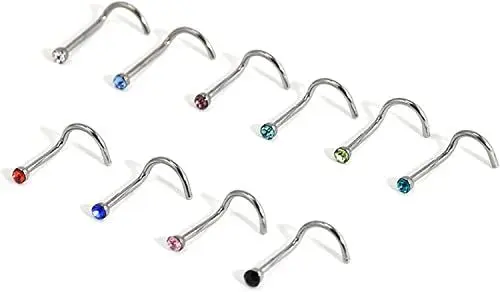 Produktbild: PULABO 20G Nasenschraube Ohrstecker Chirurgenstahl Nasenringe Piercing 2Mm Cz Intarsien Zirkon Nasenloch Nasenpiercing Schmuck Kreative