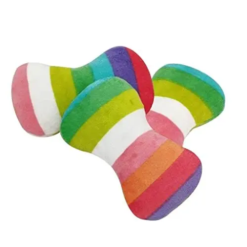 Produktbild: PULABO 2 stücke Hund Plüsch Gesang Spielzeug Regenbogen Hund Knochen form Kauspielzeug Heimtierbedarf für Haustier Spielen Verwenden Umweltfreundlich und Praktisch langlebig
