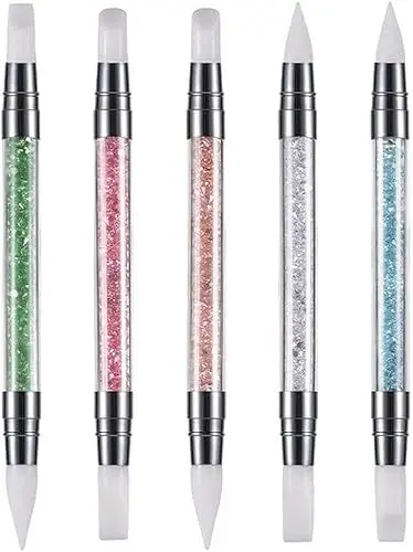 Produktbild: PULABO 5pcs Silikon Nail Art Pen Dual Head Maniküre Carving Pen Nagellack Pinsel Punktieren Salon Werkzeug Set Doppelseitige Zeichenpinsel für Nagel DIY Dekoration Werkzeuge langlebig
