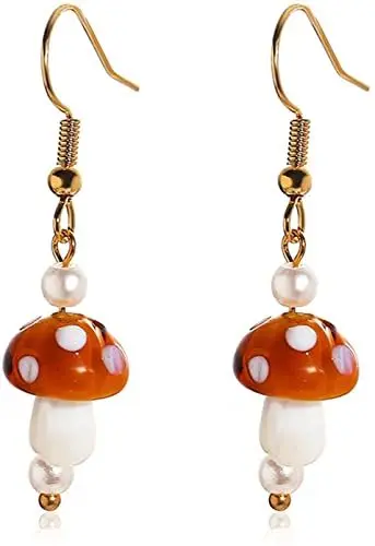 Produktbild: PULABO Bunte Pilzform Baumeln Ohrringe, Süße Frische Chic Charme Pilz Anhänger Ohrringe für Frauen Mädchen Lustige Simulation Pilz Essen Ohrringe Schmuck bequem