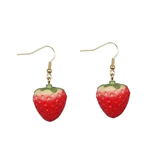 Produktbild: Generic Erdbeer-Ohrringe - Hänger, Dangle, Rot, 14g, 1cm x 1cm x 1cm, Schmuck/Frucht, Ohrringe