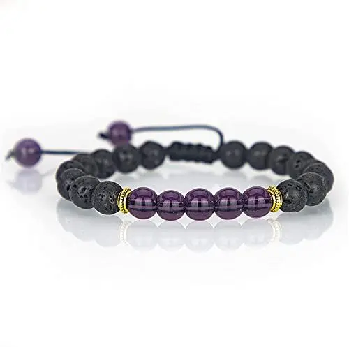 Produktbild: PULABO Männer Frauen 8mm Lavastein Armband Aromatherapie Essential Diffusor Armband Geflochtenes Seil Schnur Schnur Naturstein Yoga Perlen Verstellbarer Armband Armreif bequem