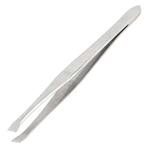 Produktbild: PULABO Metall Schrägspitze Vertikale Streifen Makeup Augenbrauen Pinzette Werkzeug Professionelle Pinzette aus Edelstahl Kostengünstig und langlebig tragbar