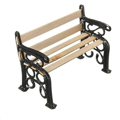 Produktbild: PULABO Mini Outdoor Garten Ornament Miniatur Parkbank Craft für Dollhouse Toy Decor Schwarz Kostengünstig und langlebig beliebt