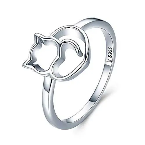 Produktbild: PULABO Niedlicher durchbrochener Katzen-Tier-Ring-Kätzchen-Persönlichkeit Diy überzogener Platin-Ring-Zeigefinger-Ring für Frauen bequem