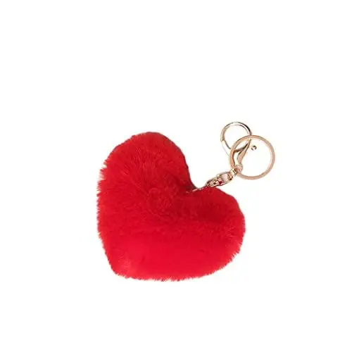 Produktbild: PULABO Paare Liebe Herzen Plüsch Anhänger Herz Schlüsselbund Autozubehör Zubehör Taschen Hairy Balls Praktisch und praktisch Kreative