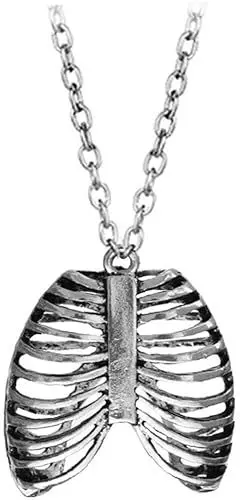 Produktbild: PULABO Rippen-Halskette Anatomisches Skelett Anhänger Retro-Schmuck für Halloween-Accessoires bequem