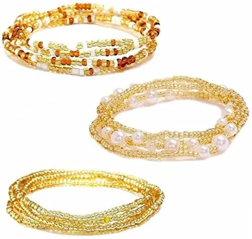 Produktbild: PULABO Stück Taille Perlen Ketten Set Bunte Sommer Afrikanische Bauchkette Elastische Taille Perlen Für Körperketten Bikini Perlen Schmuck Für Frauen beliebt