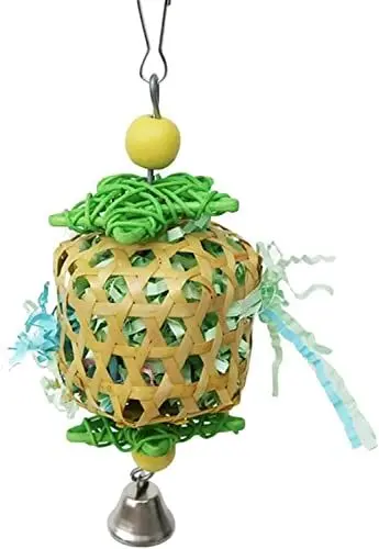 Produktbild: PULABO Vogel-Kauspielzeug Naturgeflochtener Rattanball mit Papierstreifen Papageienkäfig-Dekoration für Papagei Wellensittich Sittich Nymphensittich Conure Lovebird langlebig
