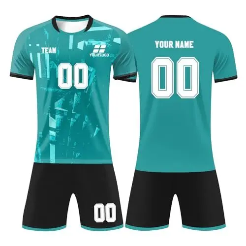 Produktbild: PULASSI Deutschland-Feier-Trikot, Personalisiertes Trikot-Set für Männer und Kinder mit Namen und Nummer, individuelles Fußball-Trikot für Jungen, Fußball Trikots Shorts Set Grün