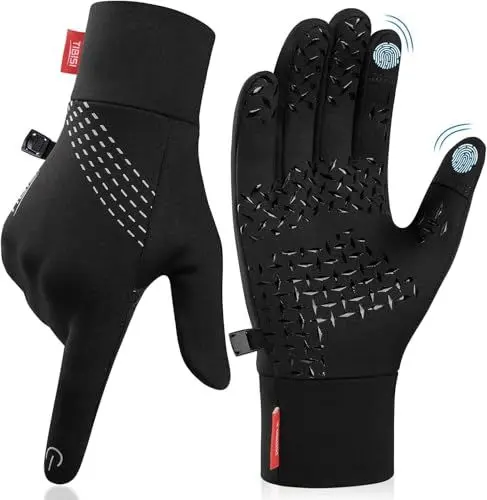 Produktbild: PULIOU Handschuhe Herren Damen Winter Warme Fahrradhandschuhe Winterhandschuhe Fahrrad Handschuhe Sporthandschuhe Laufhandschuhe Touchscreen Winddichte rutschfest Elastisch