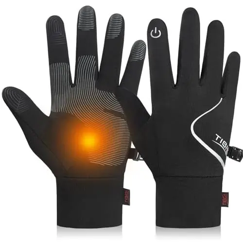 Produktbild: PULIOU Handschuhe Kinder Reithandschuhe Winter Warme Fahrradhandschuhe Anti-Rutsch Winddicht Leichte Touchscreen Wasserdicht Laufhandschuhe für Jungen Mädchen 4-12 Jahre, TM11-XL(10-12Jahre)
