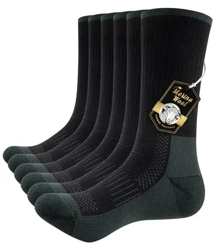 Produktbild: PULIOU Merino Socken Thermosocken Herren Damen Wandersocken Dicke Merinowolle Outdoor Trekkingsocken Anti-Blasen Arbeitssocken Wintersocken,3 Paar