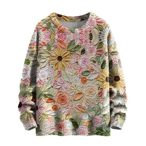 Produktbild: Damen Pullover Weihnachtspullover Damen Baumwoll Pullover Damen Winterpullover Damen warm Pullover mit Protektoren Strickpullover Streifen Damen weihnachtssweatshirt Sweater Damen