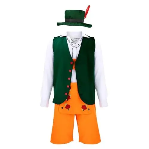 Produktbild: Pullover Herren Blau 2024 Herren Oktoberfest COS Bierkostüm Bühnenkostüm Top Weste Hut Vier Sets Anzug Weste Blau (Green, XL)