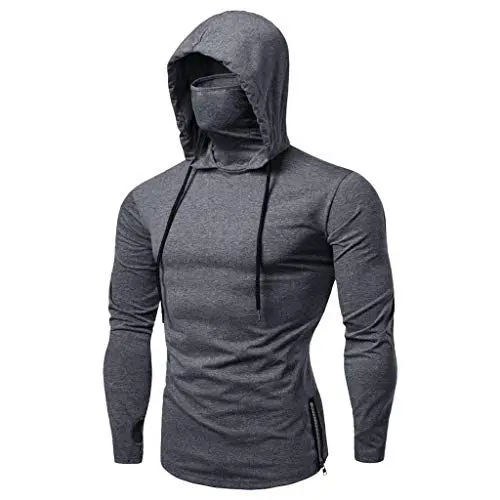 Produktbild: Pullover Herren Mit Kapuze Longsleeve ReißVerschluss Modische Hoodies & Sweatshirts GemüTlich Kordel Kaputzenpullover Oversize Fitness Hoody Bodybuilding Sweatshirt MäNner Kaputzenpulli Grau L