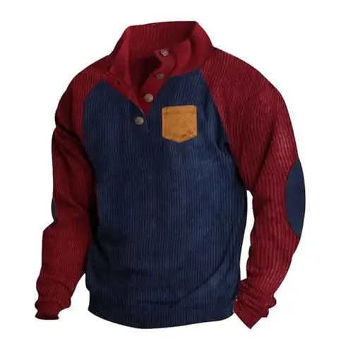 Produktbild: Pullover Jungen Herbst Und Winter Große Größe Oberteile Sportshirt Herren Bundeswehr Pullover Herren Bequem Weihnachts Sweatshirt Wollpullover Lässig Fashion Stehkragen Pullover Herren（1-Navy，S）