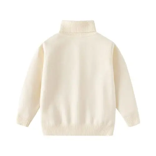Produktbild: Pullover Kinder Baumwolle Pulli Mädchen Rollkragenpullover Einfarbig Strickpullover Kleidung Klamotten Bekleidung Oberteile Thermoshirt Loose Long Sleeve Top Warehouse Deals Angebote Beige,3 Jahre