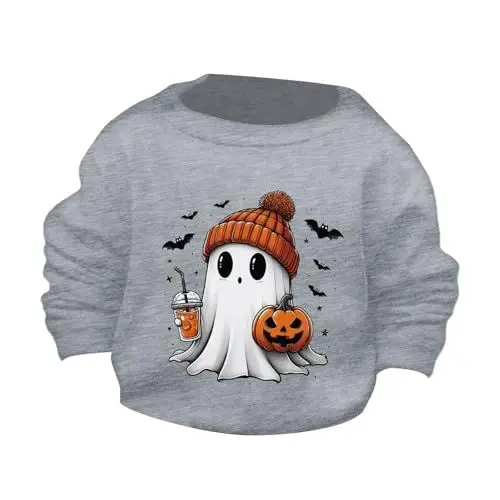 Produktbild: Pullover Mädchen Glitzer Kinder Halloween Niedliche Und Bedruckte Rundhalspullover Hoodie Hoodie Als Kleid (Grey, 13-14 Years)
