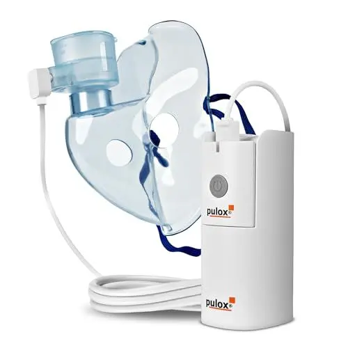 Produktbild: Pulox IN-200 Vapo Nebulizer - Tragbarer Vernebler Inhalator, elektrisches Inhalationsgerät mit Zubehör-Set für Erwachsene und Kinder bei Husten und Erkältung