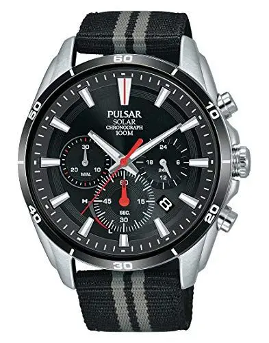 Produktbild: Pulsar Sport Herren-Uhr Solar Chronograph Edelstahl mit Textilband PZ5091X1