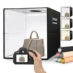 Produktbild: PULUZ Fotobox 40x40x40cm Faltbare Lichtbox Fotografie Tent Kit mit Dimmbaren 3 Farben Temperaturen 160 LEDs Lichter 6500K & USB-C & 12 Foto-Hintergründe für Schmuck Produktfotografie