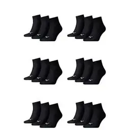 Produktbild: PUMA 18 Paar Unisex Quarter Socken Sneaker Gr. 35-49 für Damen Herren Füßlinge, Farbe:200 - black, Socken & Strümpfe:43-46