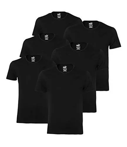 Produktbild: PUMA 6 er Pack Basic Crew T-Shirt Men Herren Unterhemd Rundhals, Farbe:200 - Black, Bekleidungsgröße:L