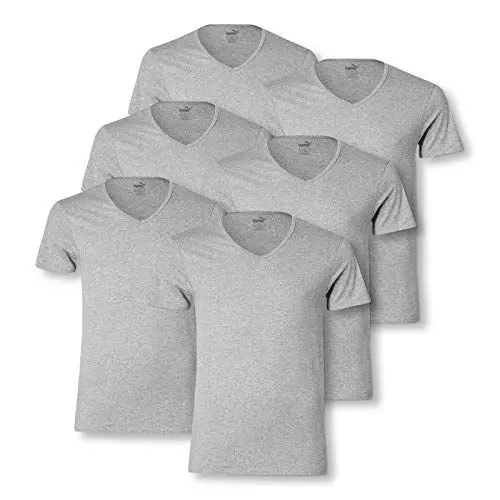 Produktbild: PUMA 6er Pack V-Neck T-Shirts, Farbe:Grau, Größe:S, Artikel:592002001-758 Middle Grey Melange