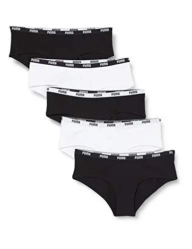 Produktbild: PUMA Damen Puma Women's (5 Pack) Hipster Panties, Black/White, M EU